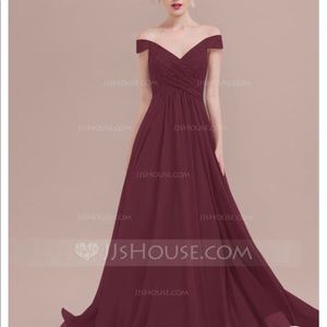 Off the shoulder bridesmaid dress from JJ’s house